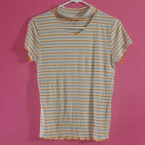Yellow and gray stripe blouse
